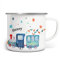 miKalino Emaille Tasse Eisenbahn Lok Zug mit Sternen personalisierte Kindertasse mit Namen bedruckt Emaille Becher Emailletasse | handbedrucktes Geschenk, Farbe:weisssilber, Grösse:300ml