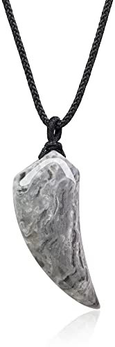COAI Geschenkideen Unisex Surferkette Spitzer Anhänger Wolfszahn Anhänger aus Karte Jaspis