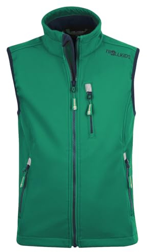 Trollkids Kids Trollfjord Vest | Wasserabweisend und atmungsaktiv, Warme Fleece-Fütterung, Zwei Hüfttaschen sowie eine Brusttasche