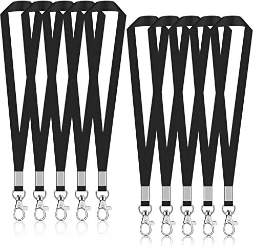 10 Pièces Strap Lanière, Porte Badge Tour de Cou, Cordon tour de cou en Polyester, Lanyards Nylon Tour de Cou Porte Clé, LanièRe de Certificat,pour Porte-Badges, tour de cou porte badge et clé (Noir)