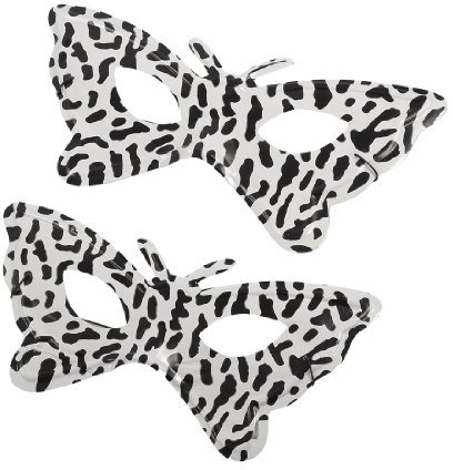 Ruilogod Kunststoff-Leopard-Druck-Schmetterling-geformte Augenmaske 2 Stück Schwarz Weiß