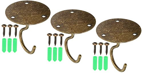 PATIKIL 2.5 x 2.8 Soffitto Gancio, 3pz Soffitto Ganci con Montaggio Ferramenta per Interno Esterno Sospeso Piante, Lanterne, Vento Carillon, Bronzo