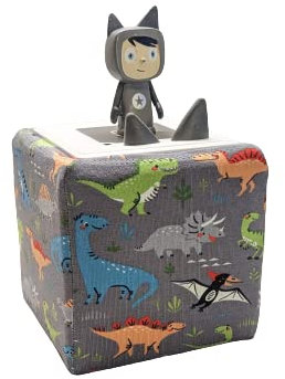 Toniebox Hülle Bezug aus Jerseystoff - Handmade Schutzhülle für Musikbox mit fröhlichen Mustern | (kleine Dinos)