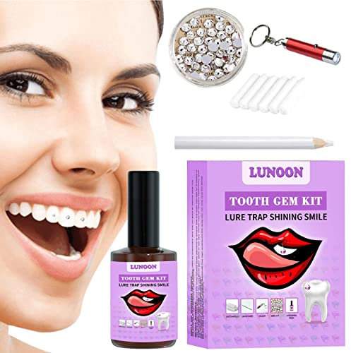 GIMOCOOL Zahnschmuck Set Mit Kleber - Zahn Edelstein Kit, Zahnstein Schmuck, DIY Steinchen Set