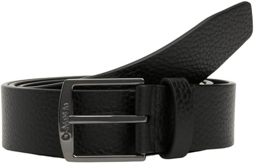 Calvin Klein Herren Gürtel Casual eckige Schnalle, Schwarz (Ck Black Pebble), 90 cm