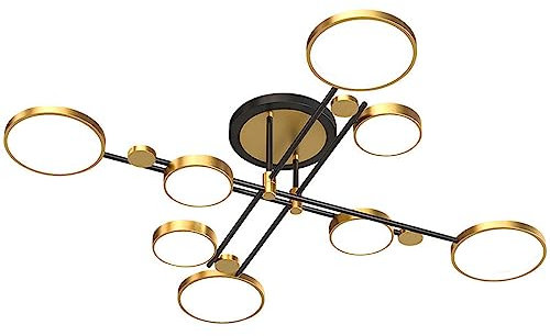 LGDEERCO 8 Lichter moderner LED-Kronleuchter 96 W dekorieren Deckenleuchte mit Fernbedienung, goldene Deckenleuchte für Esszimmer, Schlafzimmer, Wohnzimmer, Küche, 49,6 Zoll