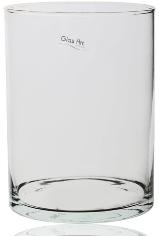 Glasvase Dekovase Klarglas Zylinder Deko-Glasbehälter Glas-Gefäß 15cm/20cm hoch Wohnzimmer (20x15 cm)