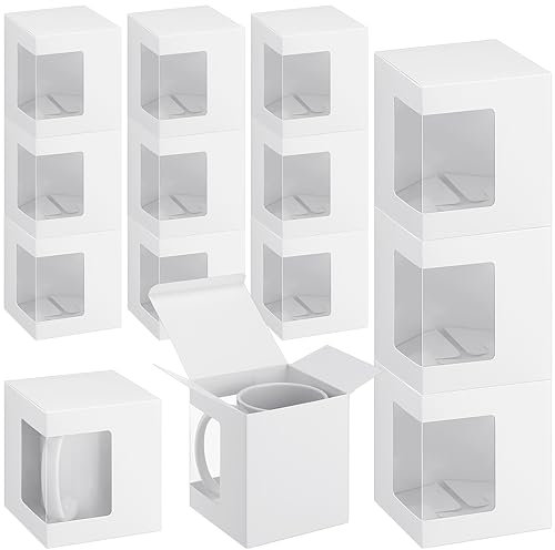 Harloon 72 scatole trasparenti per tazze da caffè, per sublimazione, 320 ml, 350 ml, 425 ml, confezione regalo (bianco)