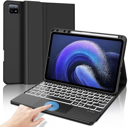 JADEMALL Clavier avec Touchpad pour Xiaomi Pad 6/6 Pro 2023 11 Pouces, AZERTY Français Clavier Rétroéclairé Détachable Combo Touch pour Xiaomi Pad 6, Noir
