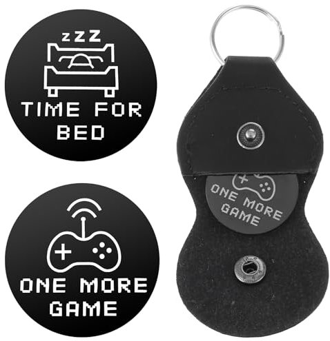 Amaxiu Entscheidungsmacher-Münzen, Geschenke, ein weiteres Spiel oder gehen Sie ins Bett, Taschenumarmung mit Leder-Schlüsselanhänger, Edelstahl, umklappbar, Herausforderung, Glücksmünze für