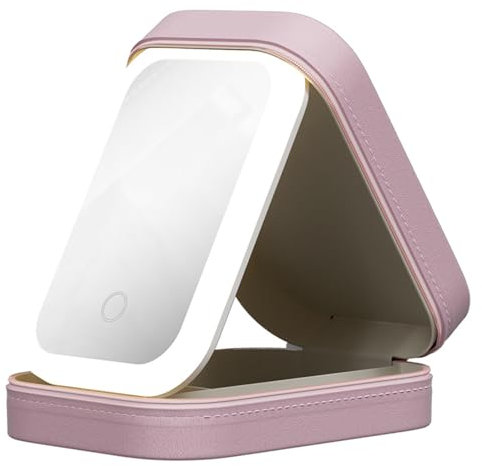 Schminkkoffer mit beleuchtetem Spiegel | Schminkbox mit Spiegel | Schminktasche mit LED-Spiegel | Kosmetikkoffer-Organizer, farblich verstellbar | Tragbare Make-up-Aufbewahrungsbox für Ausflüge,Reisen