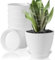 FORAGIFT Vasi per Piante da Interno di 19cm - Set di 6 con Fori di Drenaggio e Sottovaso, Plastica Rigata Decorativa Bianco