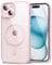 oakxco for iPhone 15 Case Clear Magnetic Compatible with Magsafe, Thin Slim Transparent Non Yellowing, Hybrid Soft Silicone Bumper & Hard Plastic Protective Cover for Women, Light Pink