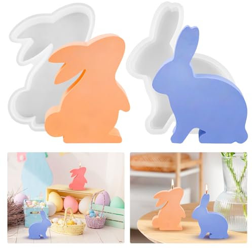2 Stück Osterhase Silikonformen Gießform Ostern Kaninchen Silikonform Osterhase Kerzenform Gießform Hasenform Silikon Osterhase Seifenform Ostern Hase Backform Silikon Hase Epoxidharz Form
