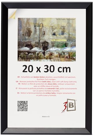 3-B Cadre de l'image VIK - Noir - 20x30 cm - cadre photo en bois avec verre acrylique