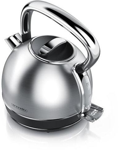 arendo Bouilloire théière Vintage en Acier Inoxydable - Max. 2200 Watts - capacité 1,7 litres - Affichage LED - Fonction Maintien au Chaud - Filtre Anti-calcaire remplaçable - Gris