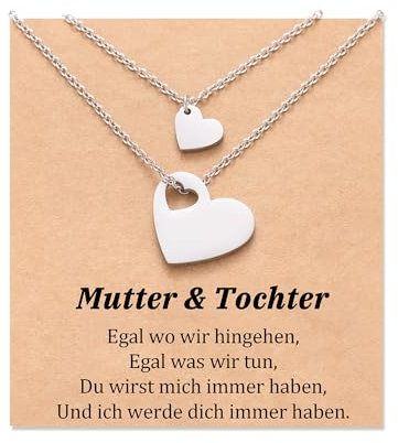 Aunis Mutter Tochter Geschenk 2 Passende Herz Halskette zum Geburtstag Geschenk Mother Daughter Necklace