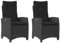 vidaXL Gartensessel mit Kissen 2 STK., Gartenstuhl mit Verstellbarer Rückenlehne, Liegestuhl mit Stahlrahmen, Sessel Stuhl Relaxsessel, Schwarz Poly Rattan