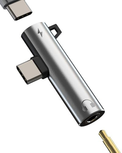 Adaptador USB C a Jack 3.5 mm Auriculares (2en1) DAC Tipo C Audio Cable Para Apple iPhone 15 Pro Max Para iPad Air Compatible con Samsung Coche Aux Auxiliar Accesorios Cargador Cascos Microfono Dongle