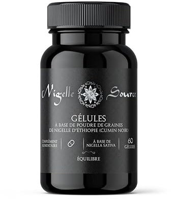 Gélules de Nigelle d'Éthiopie 100% Pure – Poudre de graines de Nigella sativa – 60 Gélules Végétales fabriquées en France