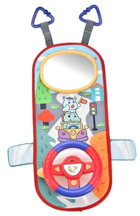 Colcolo Simulations-Lenkrad zum Aufhängen an der Krippe, tragbares Spielzeug, frühes pädagogisches, süßes Fahrspielzeug für Kinder mit Reisebegleitung, Dunkelblau Rot