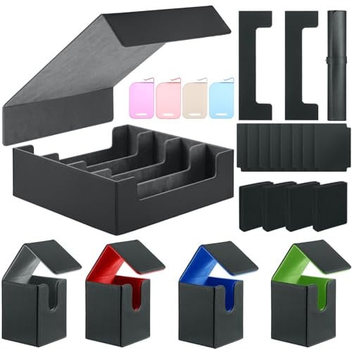 WPGEAR Deck Cases Bundle Hold Up to 5000 Trading Cards, Storage Boxes Set Included 4-Row Case, 4 Small Deck Cases, Game Mat and Foam Divders, Compatible with MTG, Commander, PTCG, Magic Cards