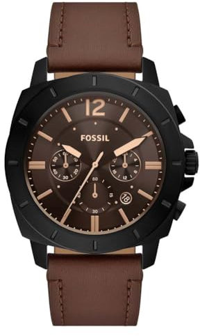 Fossil Orologio Analogico al Quarzo Uomo con Cinturino in Pelle BQ2820