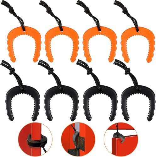 Lot de 8 butées de porte tactiques de premiers intervenants avec cordon en nylon pour application de la loi, services médicaux d'urgence, accessoires de pompiers (noir et orange)