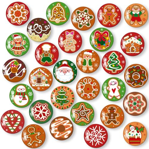 MORCART 30PCS Christmas Magnets for Fridge, Refrigerator Magnets Merry Xmas Decoration Dishwasher Locker Whiteboard Magnetic Board Cabinets Classroom Office Cubicle Biscuits