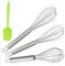 4 Stücke Schneebesen Edelstahlspatula Silicone, Halbautomatischer Eierschläger Küchen Hand Schneebesen Drehbarer Push Mixer Rotierender Schneebesenteigschaber, Idéal pour La Cuisine et La Pâtisserie