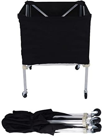 Locadence Ball Cart, Portable Compact Wheeled Ball Cart, Aluminum Alloy Frame Foldable Ball Storage Cart, 4 Wheel Design Ball Cage for Basketball Soccer Volleyball