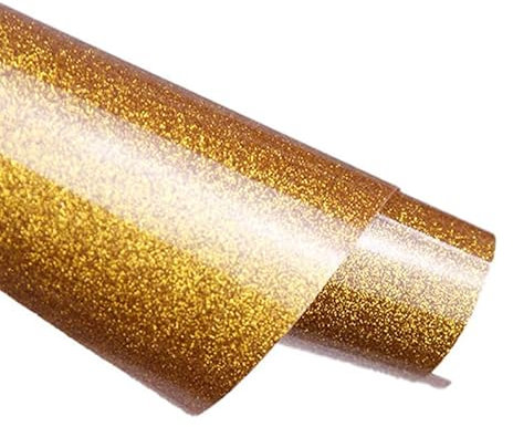 SCULPFUN A-Rolle Glitzer-Plotterfolie in Gold, 30,5 x 152,4 cm, PU-Flexfolie, Wärmeübertragungs-Vinyl-Plotterfolie, Textil für DIY-Stoffe, T-Shirts, Hüte, Taschen, Schuhe