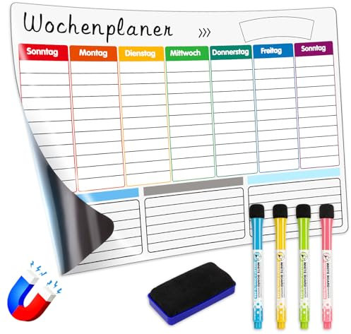 Wochenplaner Abwischbar, Wochenplaner Magnetisch,Geeignet für Kühlschrank Wochenplaner Magnetisch, Familienplaner, Wochenplaner Kinde, Belohnungstafel Kinder (42 x 30 cm)