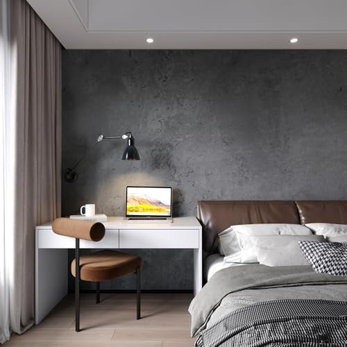TOTIO 48x157in Dark Grey Concrete Effect Vinyl Self Adhesive Wallpaper Cement Vinyl Wrap Gray Peel and Stick Contact Paper Matte Thick Waterproof Wall Stickers for Living Room Bedroom Industrial Style