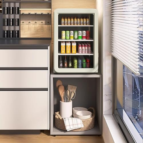 Mini-Kühlschrankständer Kühlschrankschrank mit Oder Ohne Türen, Kühlschrank-Aufbewahrungsregal, Organisationsregal für Schlafzimmer und Büro, Universelles Aufbewahrungsregal / Möbelwagen(Gray,50X50CM(
