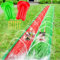Foilswirl 2 x 9 m Wasserrutsche mit 2 aufblasbaren Brettern, extra lang, strapazierfähig, rutschend, für Kinder und Erwachsene, doppelseitiger Schutz, Design mit Sprinkler für Hinterhof, Outdoor