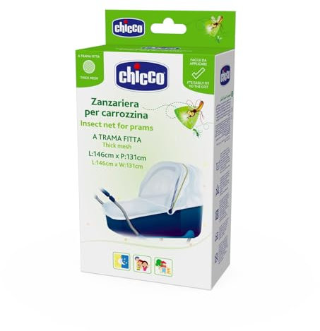Chicco Zanzariera per Carrozzina, Tessuto a rete fina, Misura 146 cm x 131 cm, accessorio passeggino neonato, Rete zanzare per passeggini, protezione dagli insetti