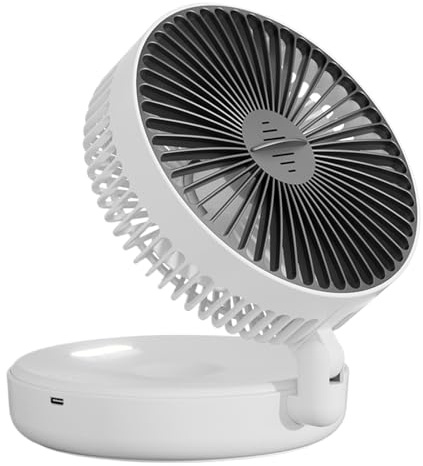 Lnhgh Air Circulator - Quiet Desk Fan with Aromatherapy Box,Rechargeable Foldable Blower with Timer And Night Light, Adjustable Tilt, 5 Speeds