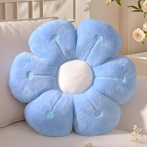 Yhoelata BlumenKissen, Blau Blumenform Dekokissen, Kissen Daisy Flower, Cute Polster Blumen-Sitzkissen, Aesthetic Zierkissen für Zuhause, Sofa, Couch, Bett, 40 cm