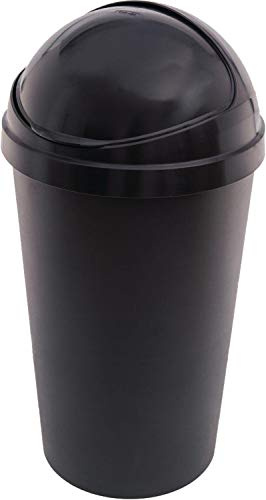 Premium Large 50L Kitchen Bullet Bin with Dome Lid (Black) | Smooth finish with removable Lid