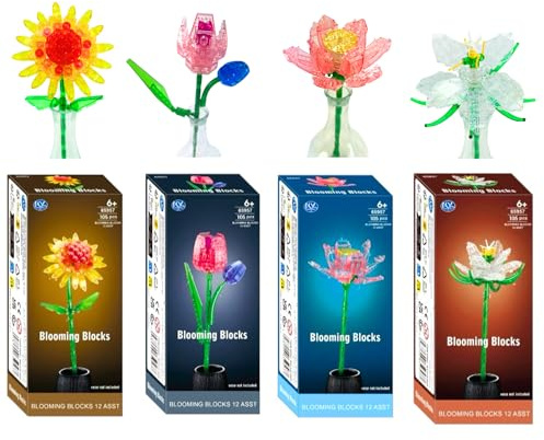 WL Blooming Blocks Buildable Flowers Build Your Own Bouquet - 105 Pieces 26cm - Pack of 4 - Set 2