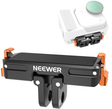 NEEWER Magnetic Quick Release Mount Adapter Compatible with Insta360 GO Ultra, Aluminum Alloy Action Camera Stand Base Bracket Accessories with 2 Prong & 1/4 Thread for Video Recording Filming, AC045