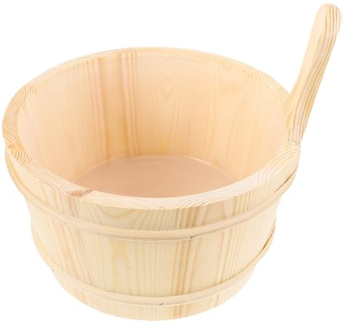 TOYANDONA Holz saunakübel Handgefertigt Robustes Saunaeimer Naturbelassener Holzbehälter für Sauna Dampfbad Spa Zuhause und Gewerbliche Nutzung Praktisches Wassereimer Zubehör