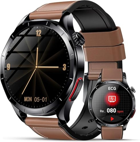Lgnitek 2026 Nuovo Smartwatch Uomo Con ECG, 1,43 AMOLED Orologio Salute Con 24H Pressione Arteriosa/Frequenza Cardiaca/SpO2/Sonno/Chiamata SOS, Contapassi IP68,Per Android 9.0+ iOS 10.0+