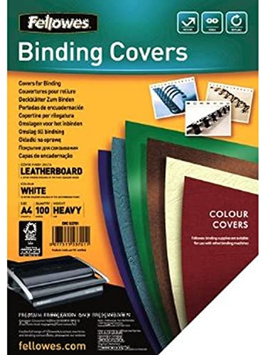 Fellowes Binding Cover Delta Leathergrain A4 250gsm White (Pack 100) 5370104