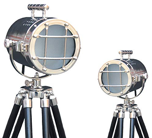 Collectibles Acquista Vintage Searchlight Treppiede in legno Lampada da scrivania Cromo/Argento e treppiede marrone