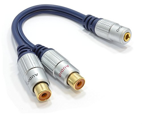 kenable PURE Gold 3.5mm Stereo Jack Socket to 2 Phono RCA Socket Adapter Cable
