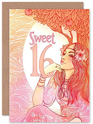 Wee Blue Coo Süßes 16 Mädchen Orange Rosa Blumen Geburtstagskarte