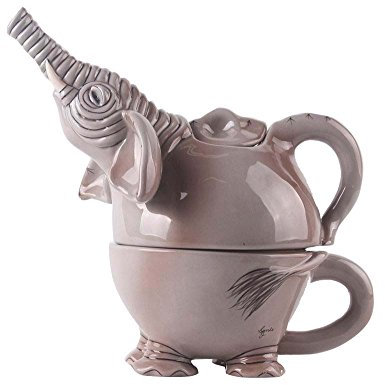 Blue Sky Ceramic Elephant Tea Pot for One Person, 9-Inch x 5.25-Inch x 7.75