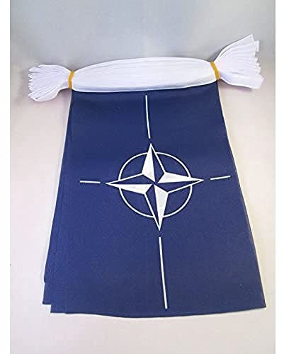 AZ FLAG Guirnalda 12 Metros 20 Banderas de la OTAN 45x30cm - Bandera DE LA OTAN 30 x 45 cm - BANDERINES